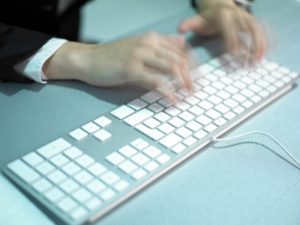 typing at keyboard