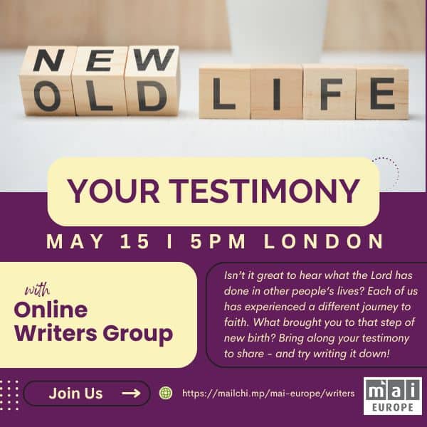 Your testimony. May 15, 2025. 5pm London. Online Writers Group.